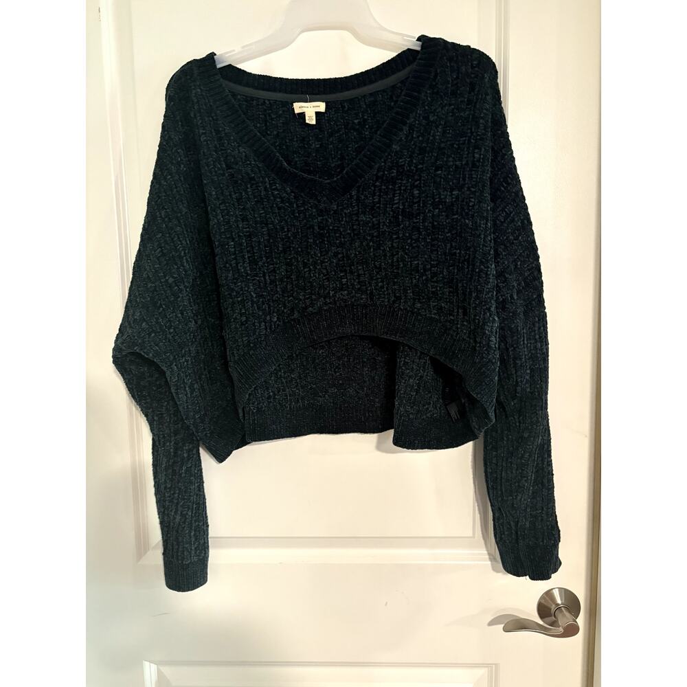 Silence + Noise Womens Slouchy Chenille Sweater XL Urban Outfitters Blue